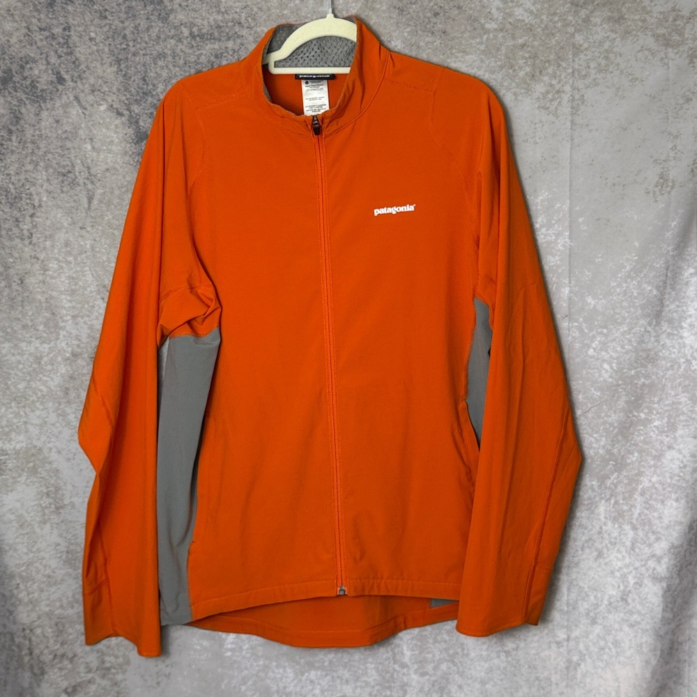 Patagonia Traverse Jacket Mens M Orange Gray Full Zip Stretch Softshell